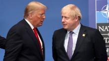 Donald Trump and Boris Johnson onstage during the annual NATO heads of government summit on December 4, 2019 in Watford, England.