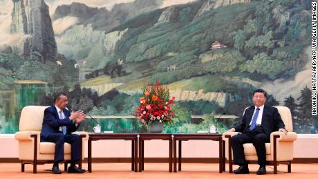 World Health Organization director general Tedros Adhanom Ghebreyesus attends a meeting with Chinese President Xi Jinping in Beijing on January 28, 2020.