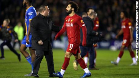 Mo Salah leaves the pitch following Liverpool&#39;s 2-2 draw with Shrewbury.