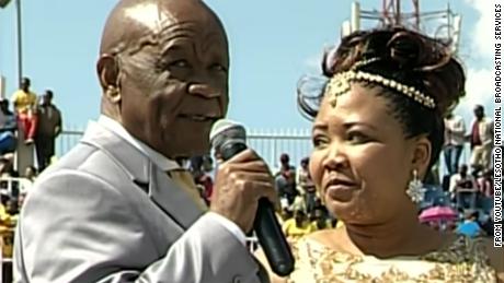 The couple were married in a Catholic ceremony in Sesoto Stadium in Maseru. 