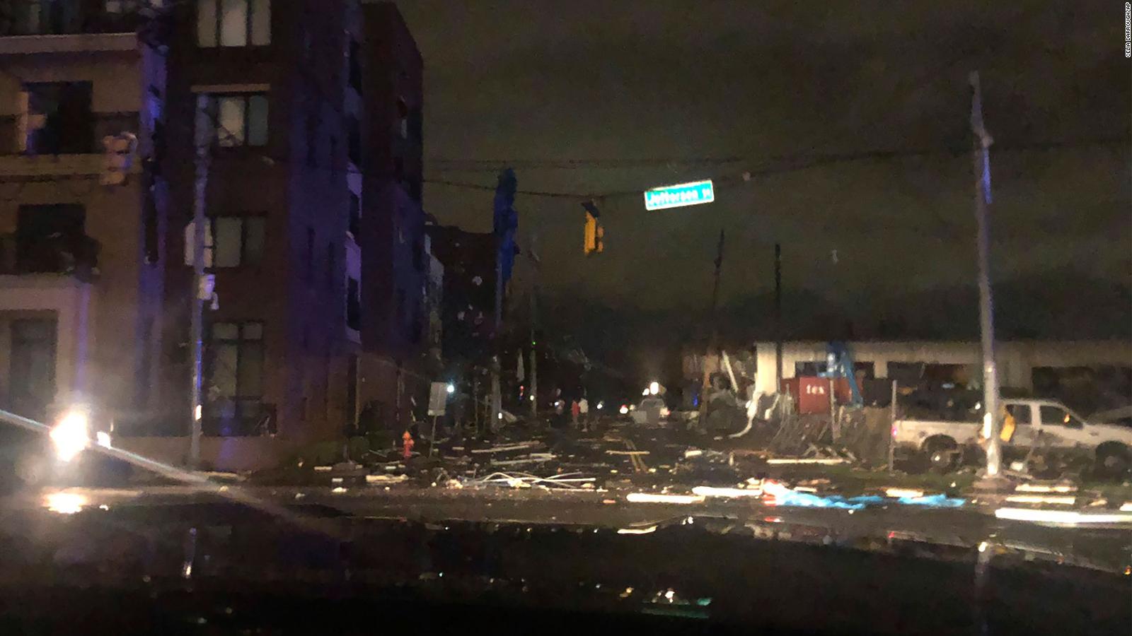 Debris littered the streets of Nashville following the tornado.