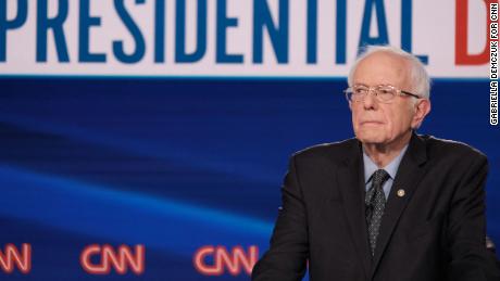 Vermont Sen. Bernie Sanders participate in the Democratic debate in Washington, on Sunday, March 15.