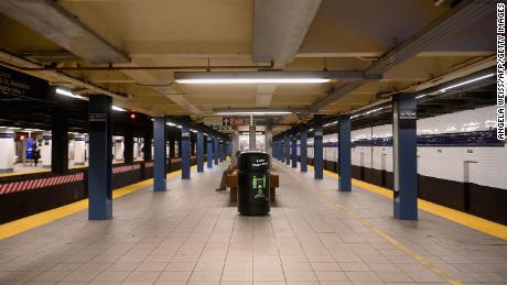 A near empty subway station in downtown Brooklyn last month.  