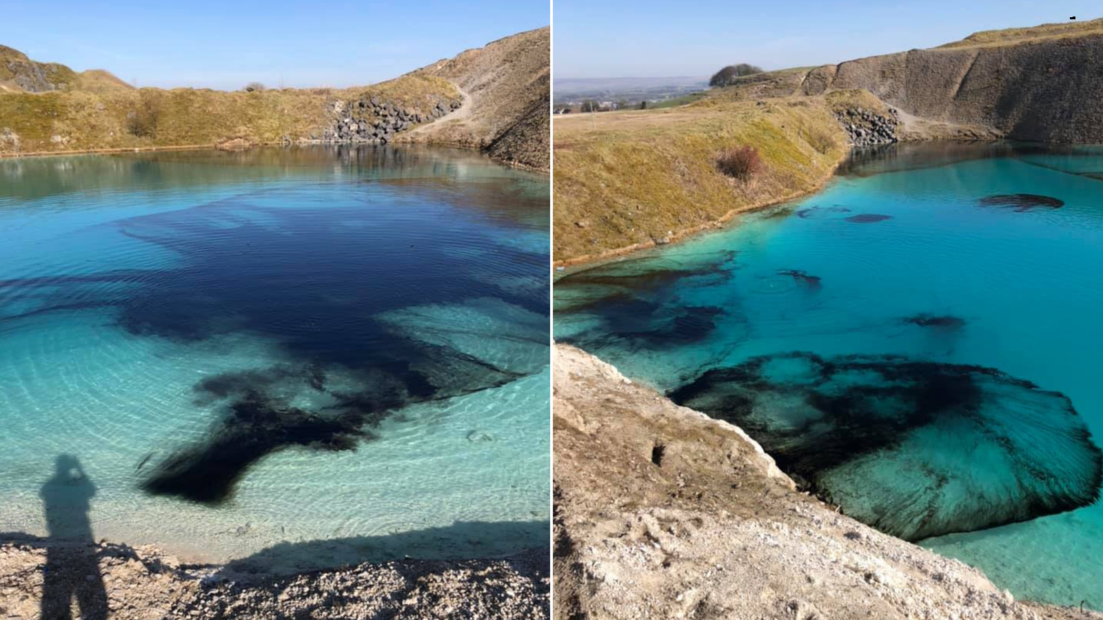 Blue Lagoon Of Buxton Dyed Black By Uk Police To Deter Visitors