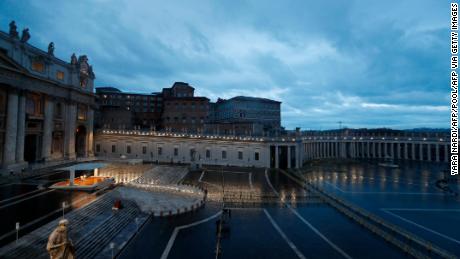 Pope Francis presides over a moment of prayer on the sagrato of St Peters Basilica on March 27.