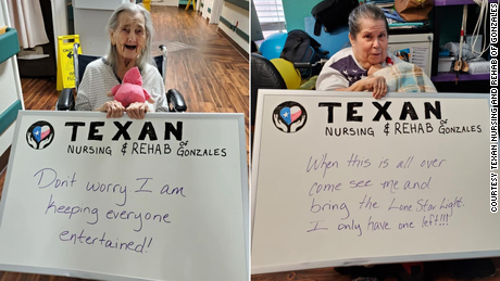 Their nursing home isn&#39;t allowing visitors. So these seniors took to social media to let family know they&#39;re doing well