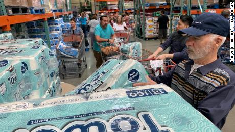 In early March, customers lined up to buy toilet paper on fears that coronavirus would spread and force people to stay indoors. (Robyn Beck/AFP/Getty Images)