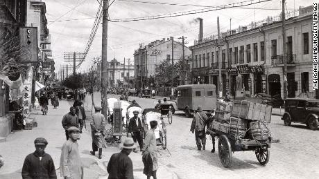 Kitajskaya Straße in Harbin um 1932.