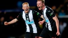Newcastle United&#39;s Sean (right) and Matty Longstaff celebrate the opening goal of the FA Cup fourth round replay against Oxford United earlier this year.