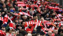 Liverpool supporters pack the stands at Anfield.