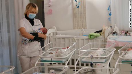 Ukraine&#39;s borders are still shut due to the pandemic, leaving dozens of babies trapped at the clinic.
