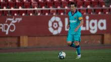 Lionel Messi dribbles during Barcelona&#39;s game at Mallorca on Saturday behind closed doors. 