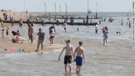 People on the beach in Southend, Essex, on June 26.