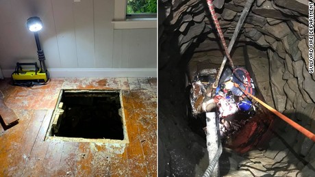 Firefighters rescue a man who fell nearly 30 feet into a well from inside a home