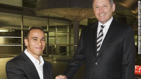 Hamilton joined McLaren&#39;s Young Driver Development programme in 1998 and signed for the F1 team in 2007. Here he is pictured with former McLaren boss Ron Dennis. 