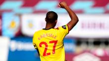 Kabasele takes a knee in support of the Black Lives Matter movement on June 25, 2020.