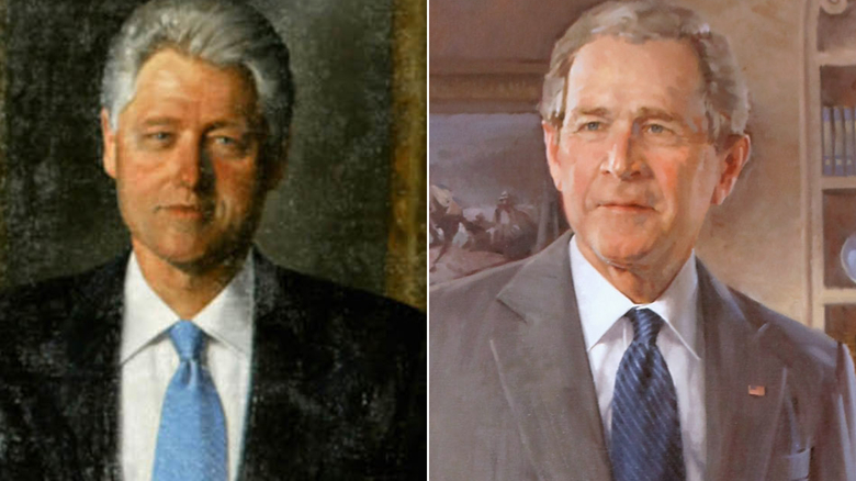 Bush and Clinton portraits are back on display in White House's Grand Foyer