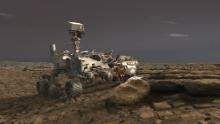 A rendering of NASA&#39;s Perseverance rover on Mars. The probe is due to arrive at the red planet in February 2021.