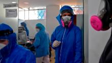 Health workers at a coronavirus ward in Soacha, Colombia, on July 24, 2020. 