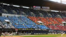 Baseball fans watch on from the stands during the KBO League game between LG Twins and Doosan Bears.