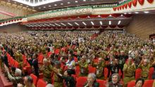 The 6th National Conference of War Veterans is seen in this photograph released by KCNA.