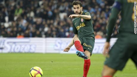 Fabregas in action for Monaco during the French Ligue 1 match between Olympique de Marseille (OM) and AS Monaco (ASM) at Stade Velodrome on January 13, 2019 in Marseille, France.