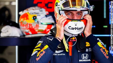BARCELONA, SPAIN - AUGUST 14: Max Verstappen of Netherlands and Red Bull Racing prepares to drive in the garage during practice for the F1 Grand Prix of Spain at Circuit de Barcelona-Catalunya on August 14, 2020 in Barcelona, Spain. (Photo by Mark Thompson/Getty Images)