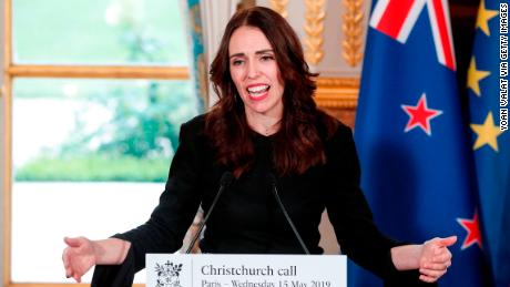 Jacinda Ardern speaks during a press conference to launch the global &quot;Christchurch Call&quot; initiative at the Elysee Palace in Paris on May 15, 2019. 