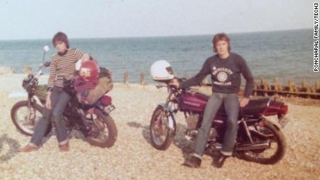 Poncharal on the UK&#39;s Brighton Beach in 1977, with his brother, Olivier