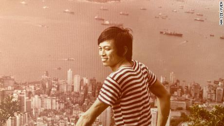 Ha Sze-yuen seen in 1975 above Hong Kong&#39;s Victoria Harbor, shortly after he escaped to the city from mainland China.
