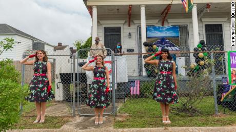 The museum&#39;s Victory Belles sang some tunes during a military flyover.