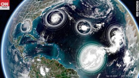 5 tropical cyclones are in the Atlantic at the same time for only the second time in history