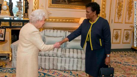 The Queen receives Governor-General of Barbados Sandra Mason during a private audience at Buckingham Palace in 2018.