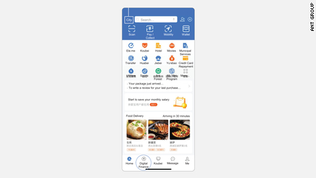 Alipay users can use the app to order food, apply for credit, invest in money markets and more. 