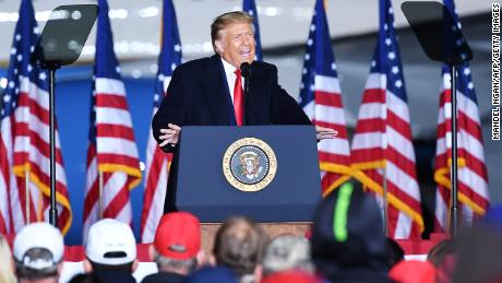 US President Donald Trump speaks to supporters at a 