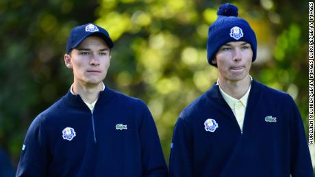 Die dänischen Zwillingsbrüder Rasmus und Nicolai Hojgaard spielten im Junior Ryder Cup 2018 zusammen.