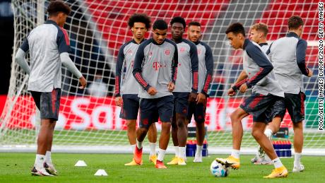 Bayern Munich players arrive in Budapest after an emphatic victory over Schalke. 