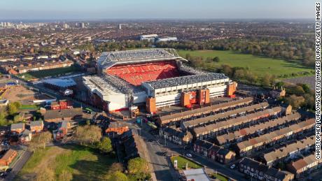 Anfield und Goodison Park (Hintergrund) sind nur 1,5 km voneinander entfernt.