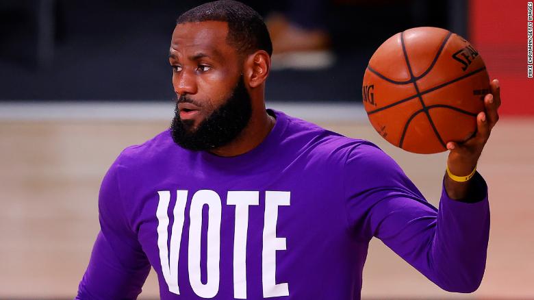 LeBron James' voting initiative recruits 10,000 poll workers, and Obama joins NBA virtual crowd to thank them