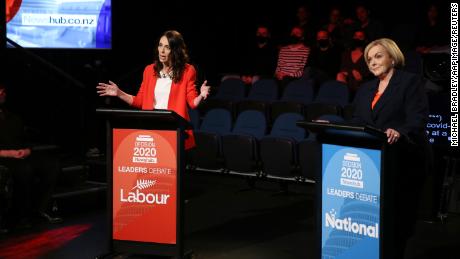 The leaders&#39; debate featuring NZ Prime Minister Jacinda Ardern (left) and Leader of the National Party Judith Collins in Auckland on Wednesday, September 30.