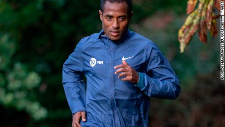 Ethiopian Kenenisa Bekele trains ahead of the London Marathon on Sunday. The 40th Race will take place on a closed-loop circuit around St James&#39;s Park in central London.