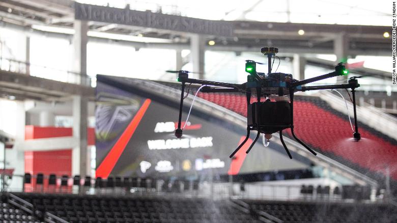 The Atlanta Falcons will use 'disinfecting drones' to sanitize the team's stadium when it welcomes back fans this month