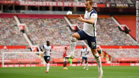Harry Kane celebrates scoring Tottenham&#39;s third goal.