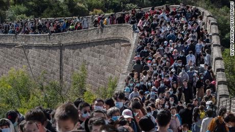 What pandemic? Crowds swarm the Great Wall of China as travel surges during holiday week