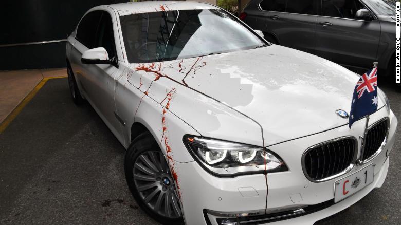 Australian Prime Minister Scott Morrison's car vandalized by protesters