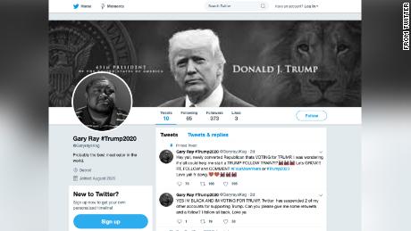 A screenshot of the now-suspended Twitter account for &quot;Gary Ray&quot; shows that the acount used an image of Robert Williams and pretended to be a Black Trump supporter.