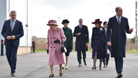 Britain&#39;s Queen Elizabeth II and Britain&#39;s Prince William, Duke of Cambridge visited the Defence Science and Technology Laboratory at Porton Down science park near Salisbury, southern England.