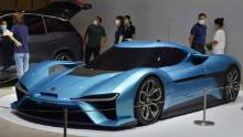 A NIO EP9 sports car on display during the China (Nanjing) International Auto Expo in July.