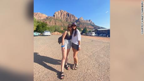 Kailey Chambers and her mother, Holly Courtier, pose at Zion National Park last month.