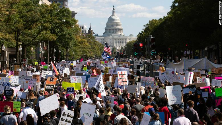 Crowds gather for Women's March to protest Trump and Supreme Court nominee